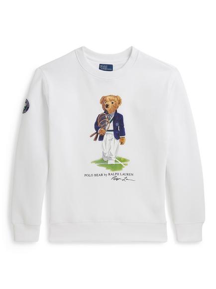 Polo Ralph Lauren Kids' Wimbledon 2026 Bear Sweatshirt, White, White
