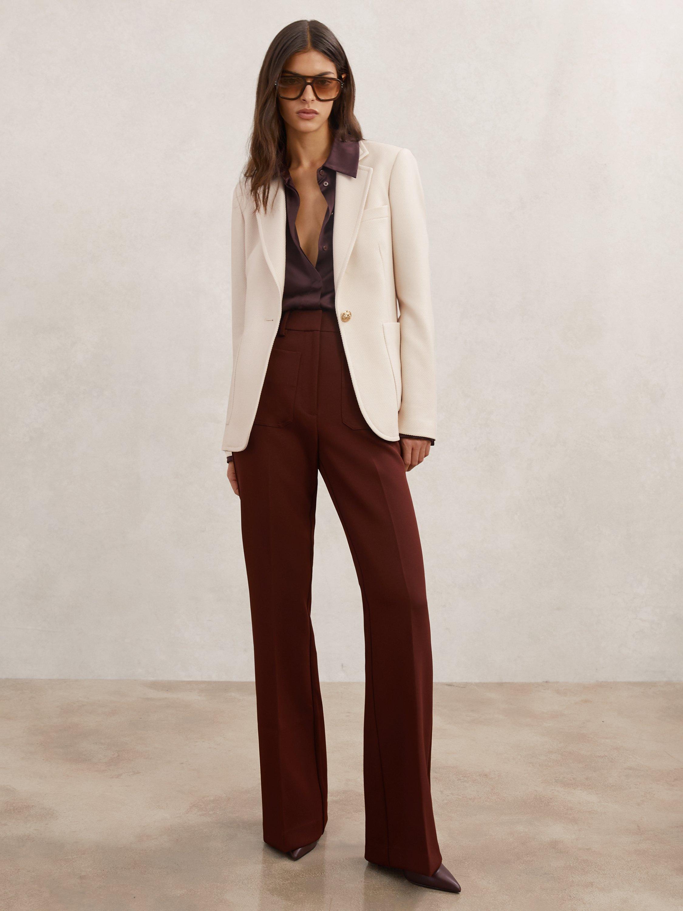 Product image 1 of 5, which shows Reiss Petite Soren Wool Blend Jacket, Cream, 6Pt