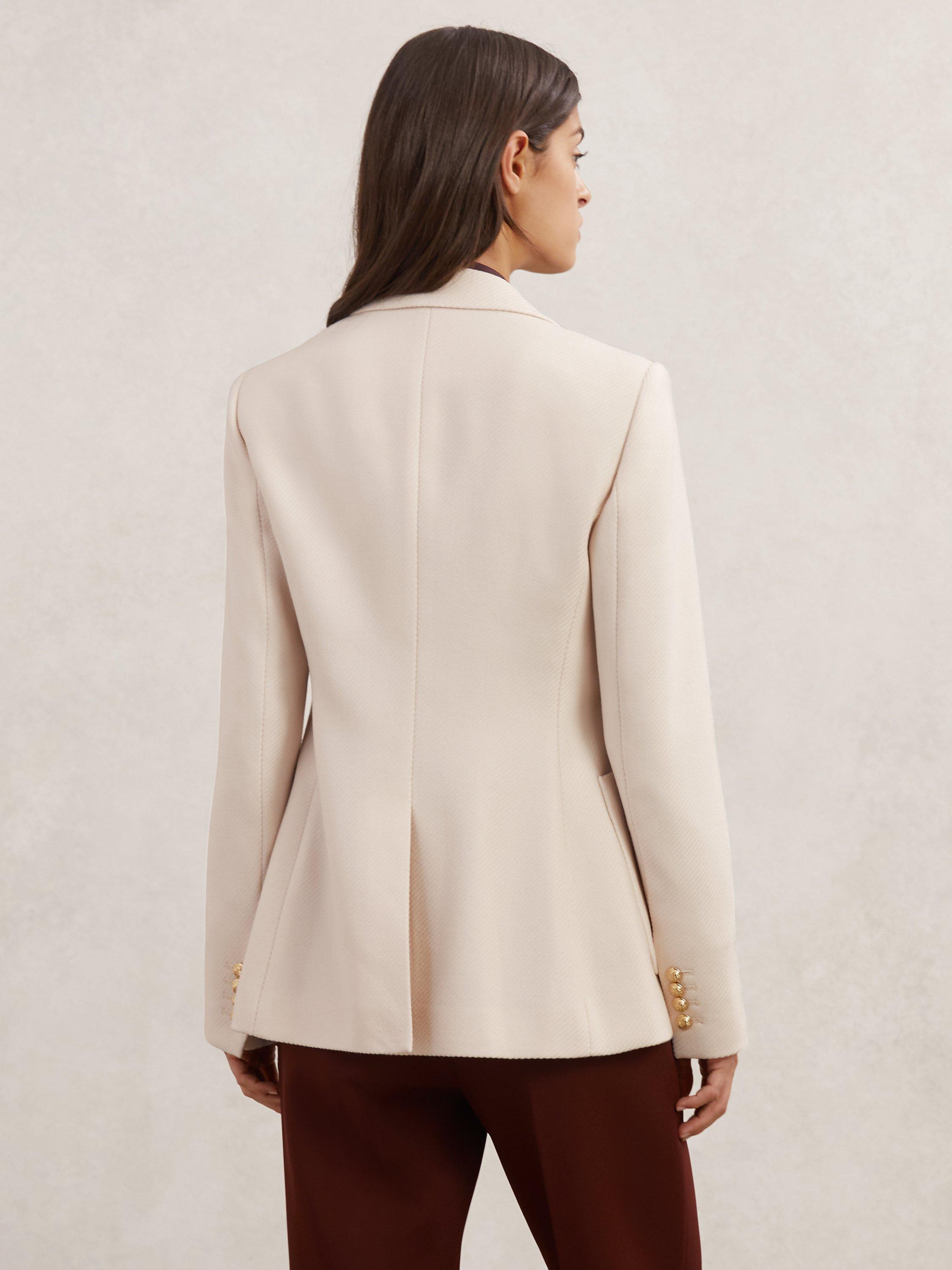Product image 2 of 5, which shows Reiss Petite Soren Wool Blend Jacket, Cream, 6Pt