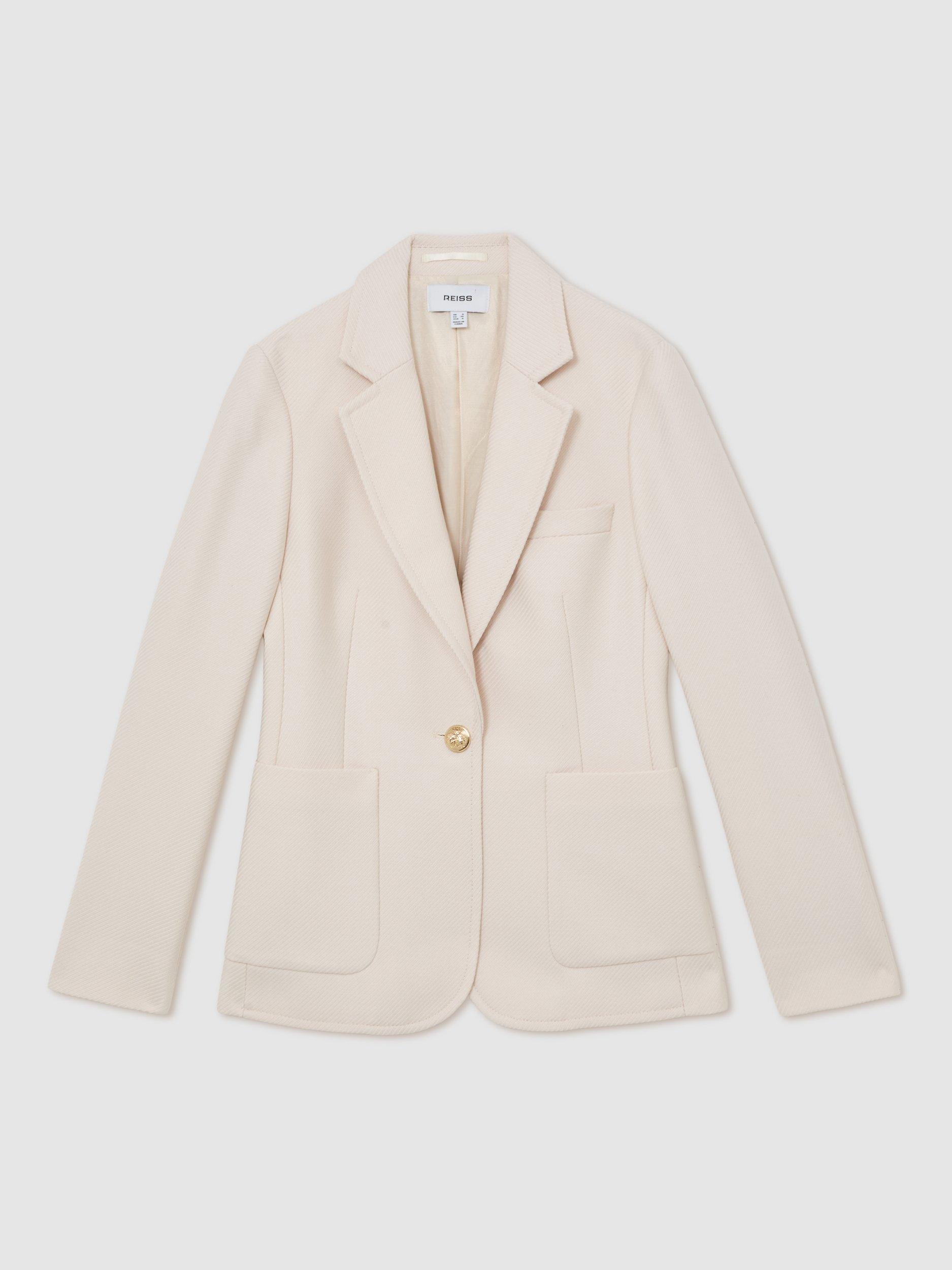 Product image 3 of 5, which shows Reiss Petite Soren Wool Blend Jacket, Cream, 6Pt