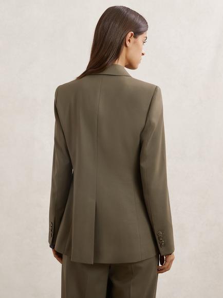 Reiss Solene Double Breasted Wool Rich Blazer, Green - view 2, Green