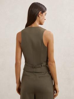 Reiss Solene Wool Blend Tailored Suit Waistcoat, Green - view 2, Green