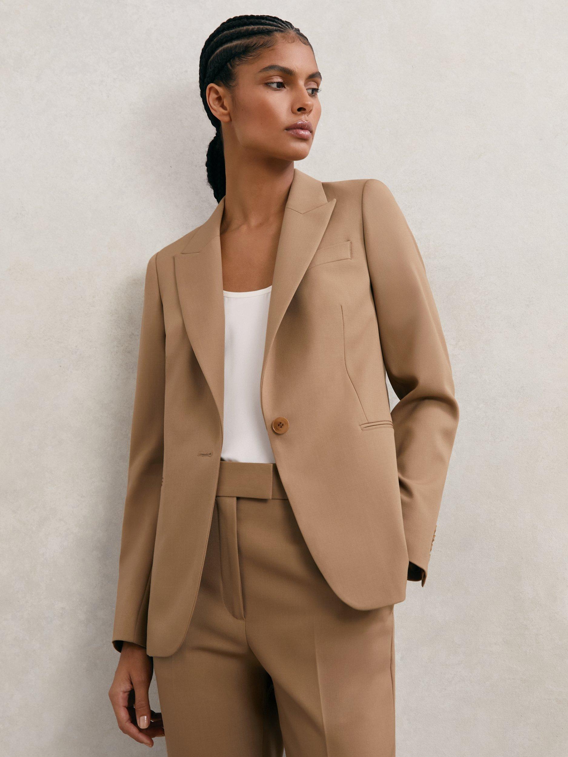 Product image 4 of 5, which shows Reiss Petite Jade Wool Blend Jacket, Camel, 6Pt