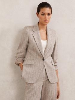 Reiss Isla Textured Jacket, Grey, Grey