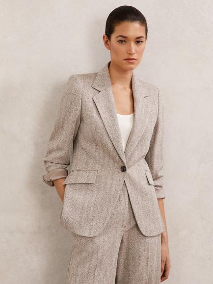 Reiss Isla Textured Jacket, Grey, Grey