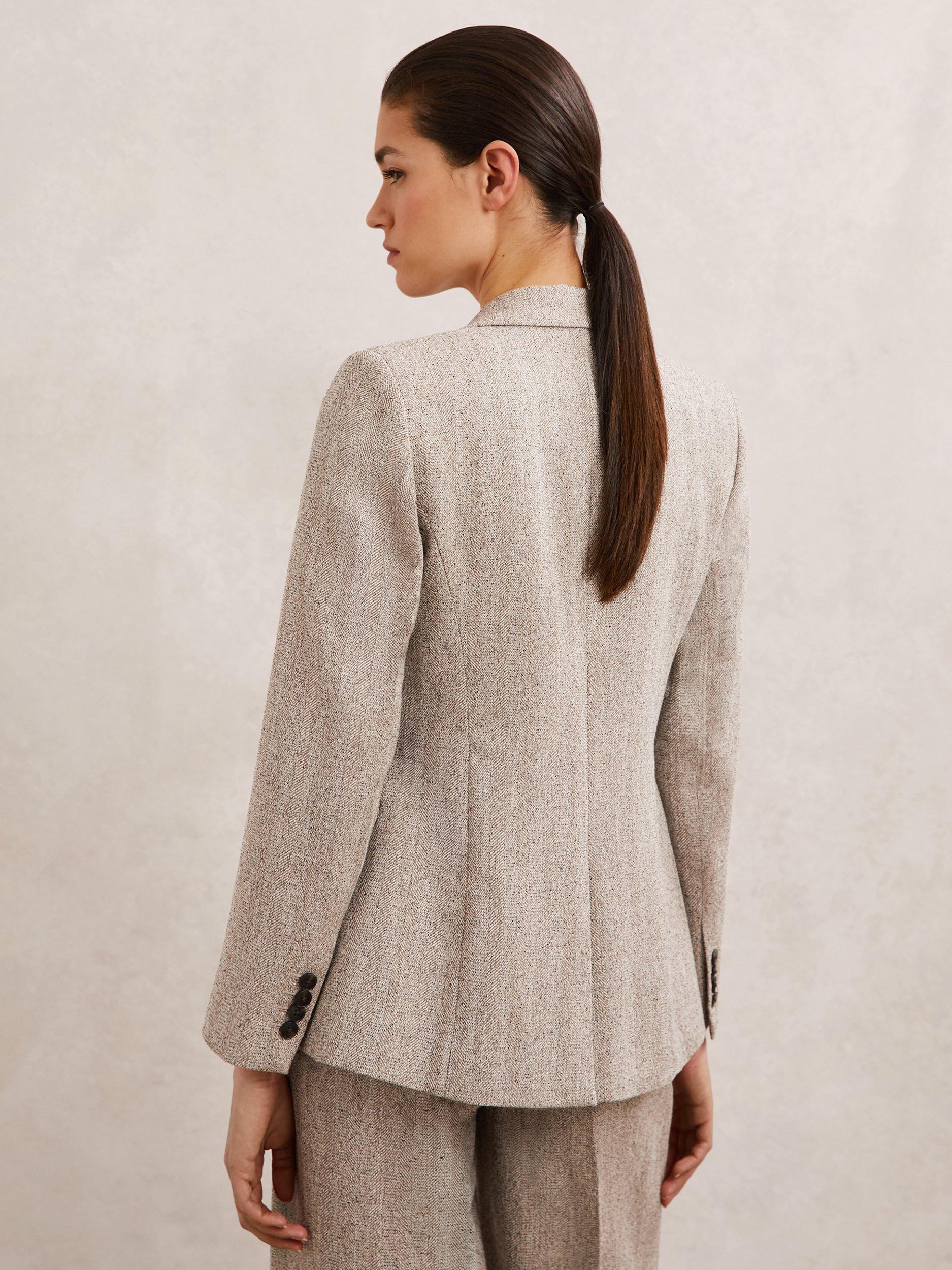 Product image 2 of 5, which shows Reiss Isla Textured Jacket, Grey, 6