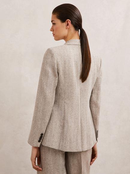 Reiss Isla Textured Jacket, Grey - view 2, Grey