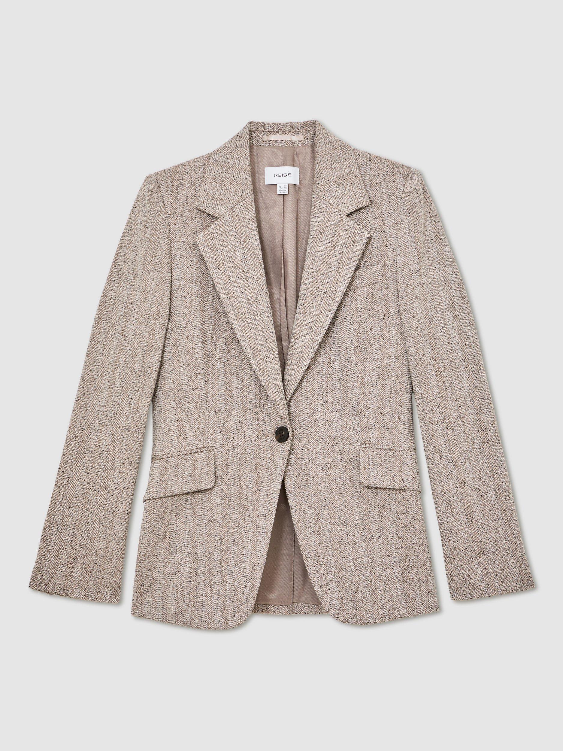 Product image 3 of 5, which shows Reiss Isla Textured Jacket, Grey, 6