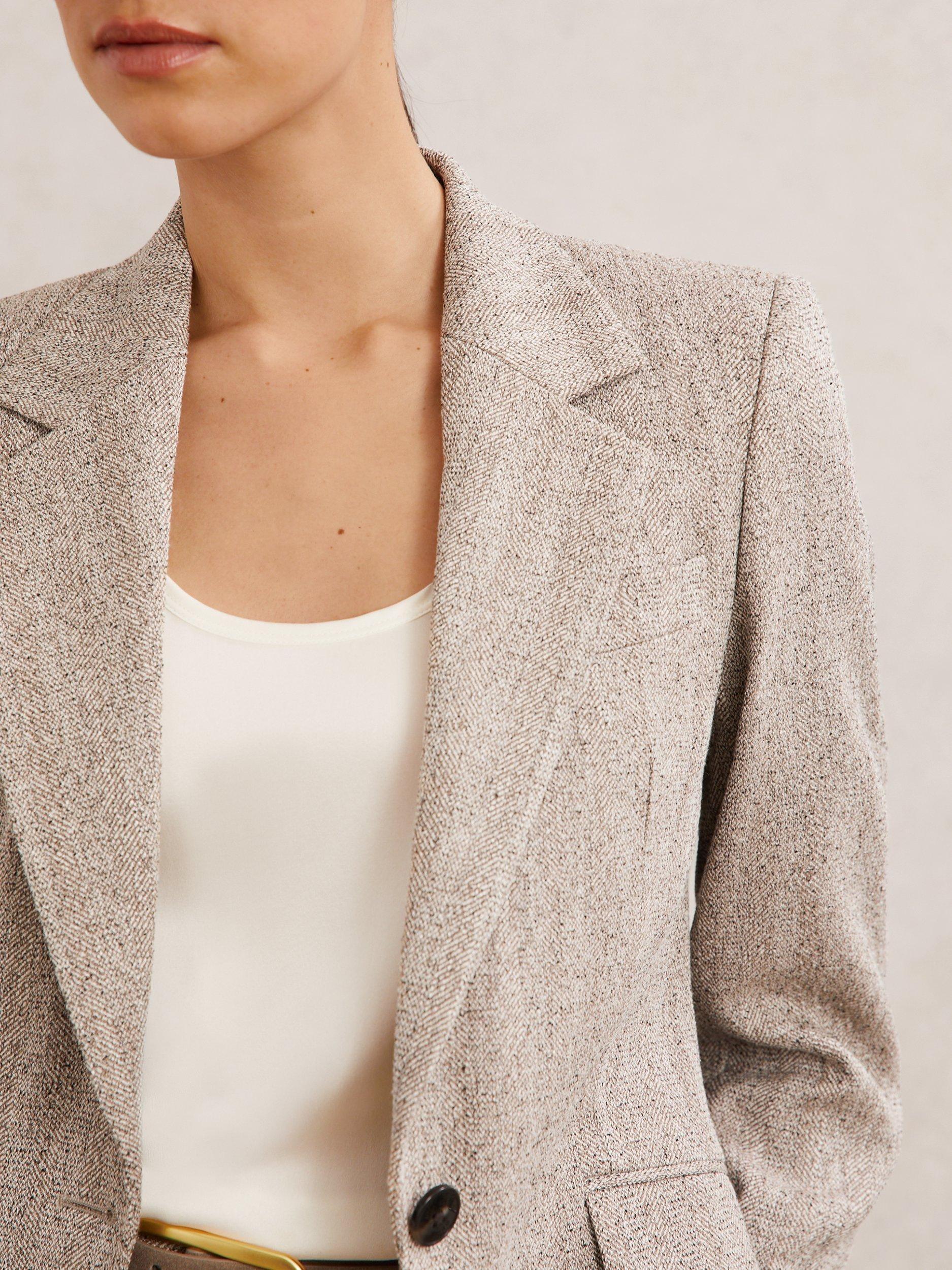 Product image 5 of 5, which shows Reiss Isla Textured Jacket, Grey, 6
