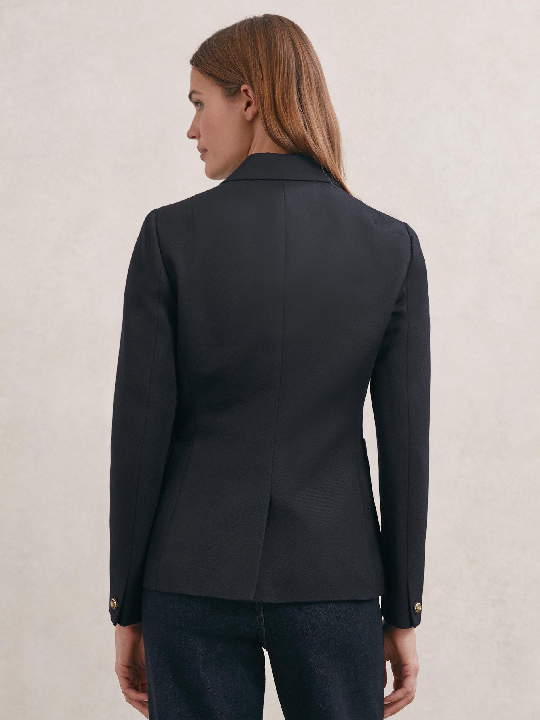 Product image 2 of 5, which shows Reiss Gigi Double Breasted Wool Blend Jacket, Navy, 6