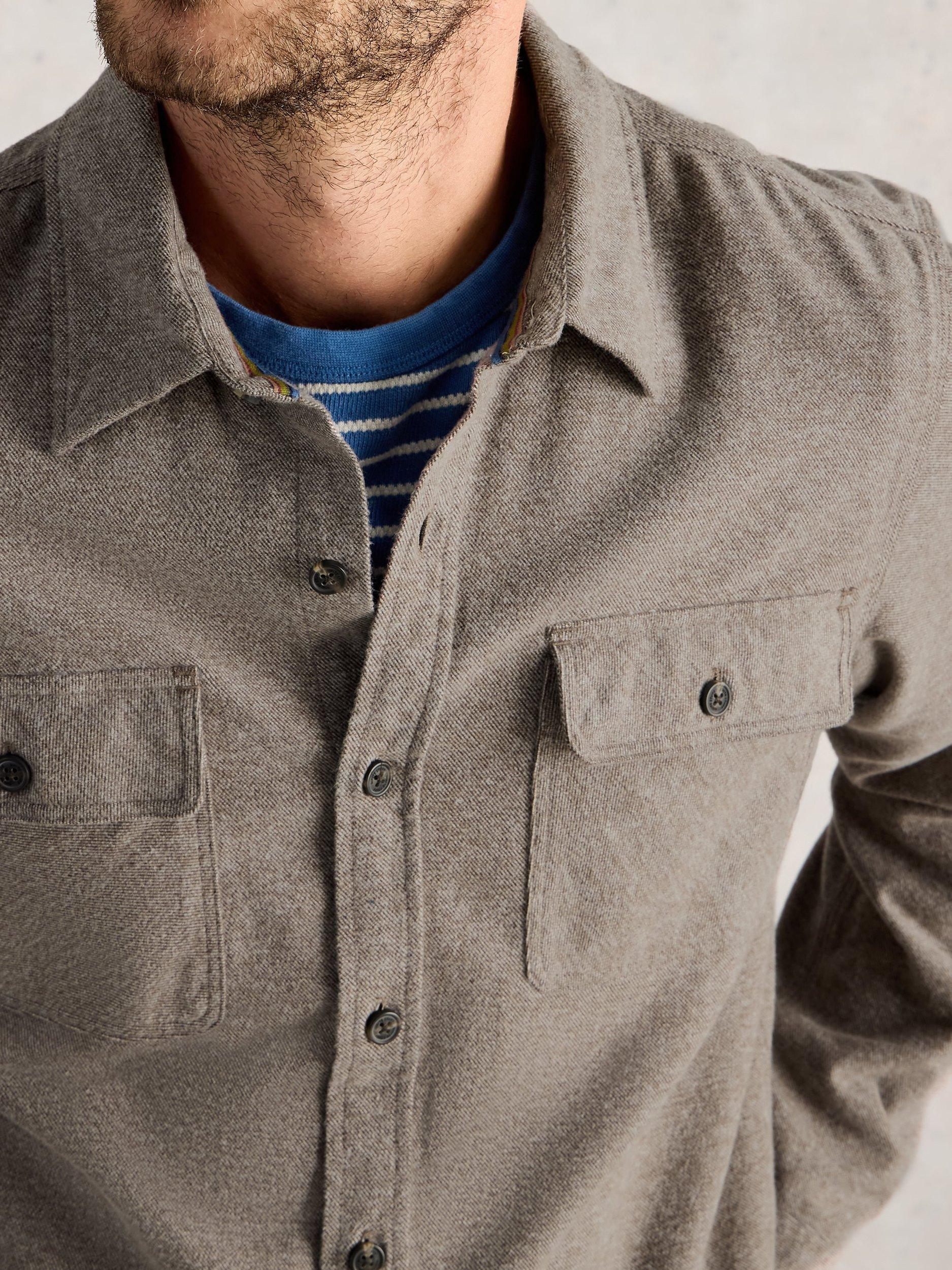 Product image 4 of 6, which shows White Stuff Darwen Cotton Mid-Weight Over Shirt, Light Brown, XS