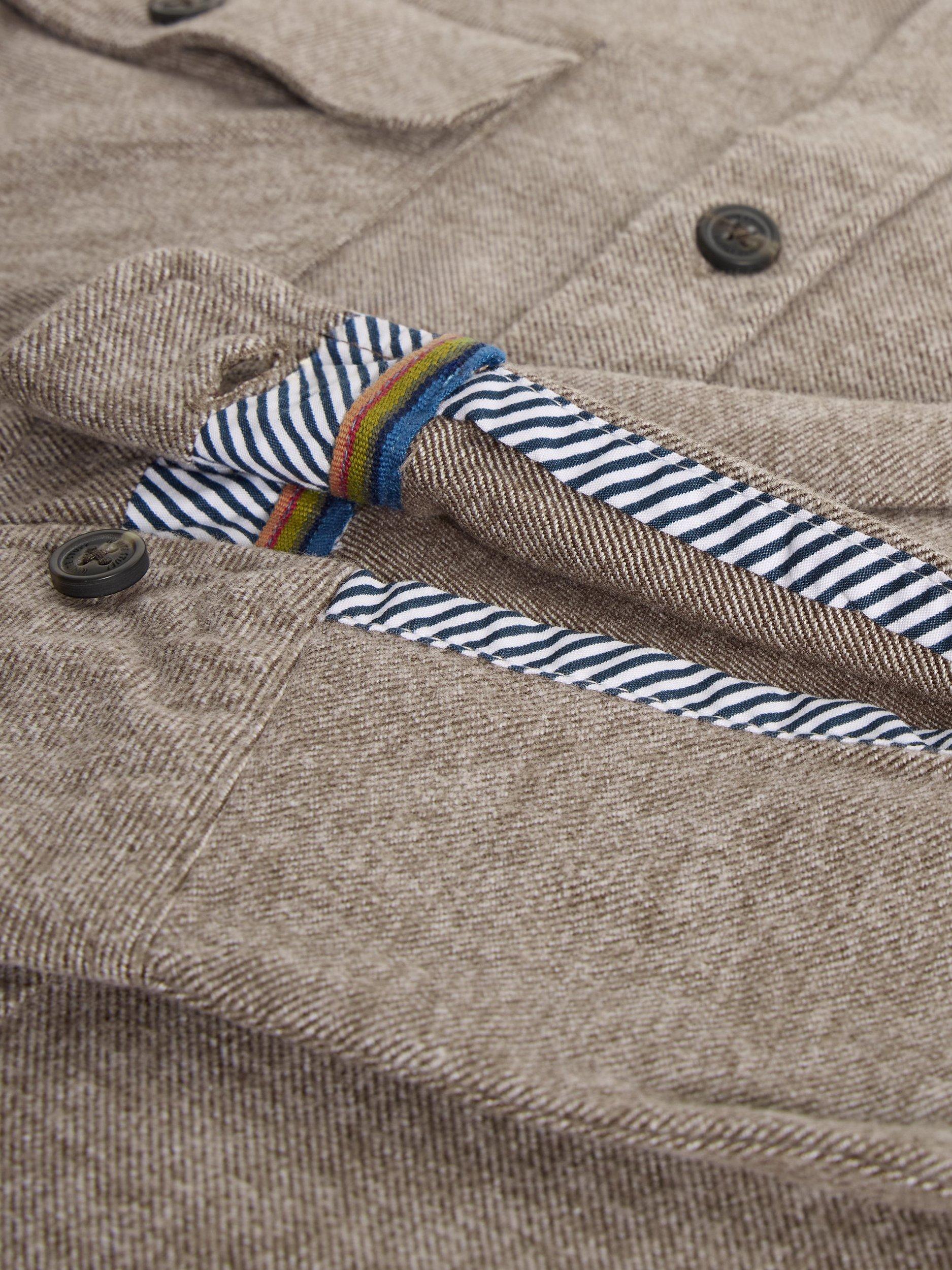 Product image 6 of 6, which shows White Stuff Darwen Cotton Mid-Weight Over Shirt, Light Brown, XS