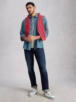 White Stuff Darwen Cotton Mid-Weight Over Shirt, Mid Blue, Mid Blue