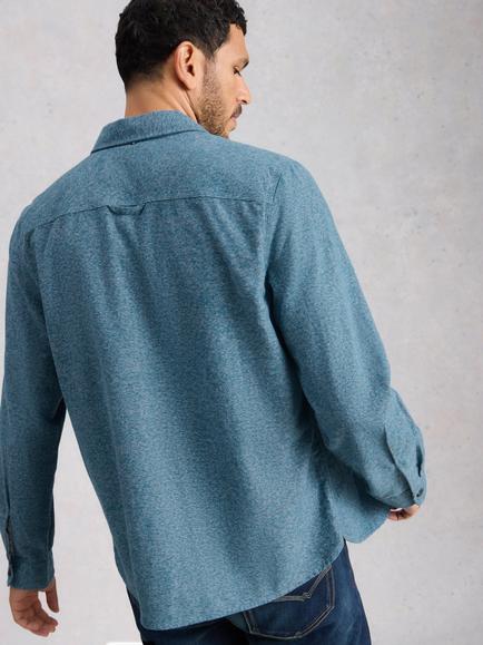 White Stuff Darwen Cotton Mid-Weight Over Shirt, Mid Blue - view 2, Mid Blue