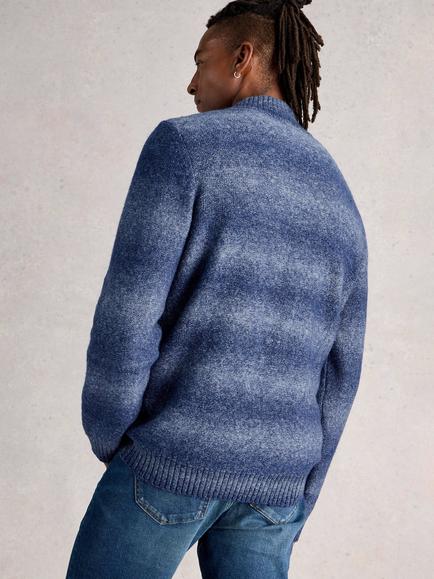 White Stuff Oban Stripe Zip Neck Jumper, Blue - view 2, Blue