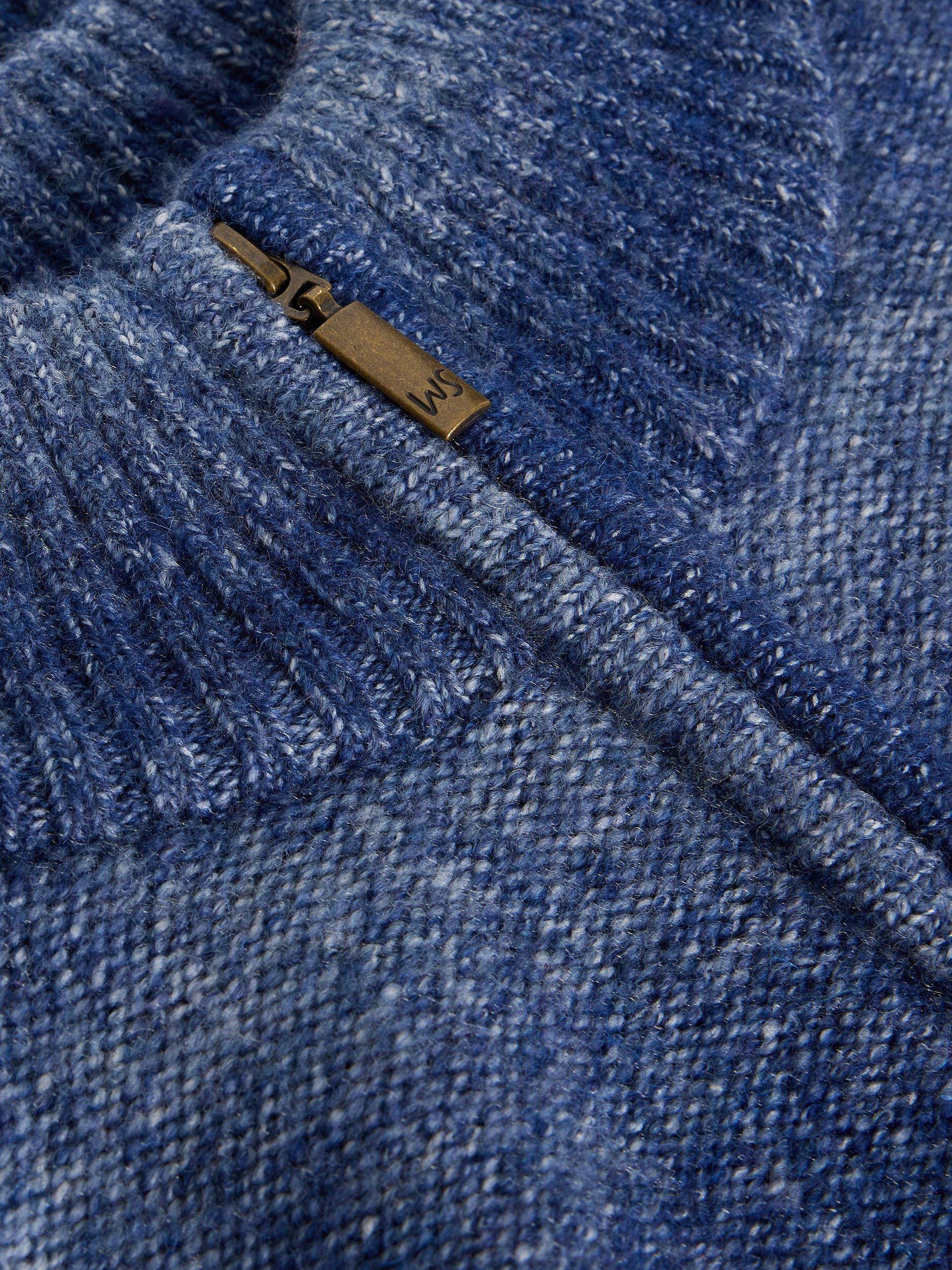 Product image 6 of 6, which shows White Stuff Oban Stripe Zip Neck Jumper, Blue, XS