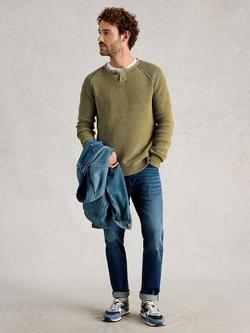 White Stuff Gatley Cotton Henley Jumper, Green, Green