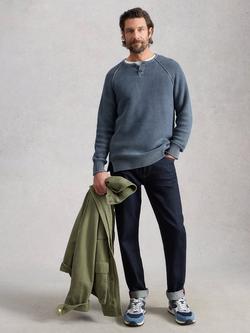 White Stuff Gatley Cotton Henley Jumper, Mid Blue, Mid Blue