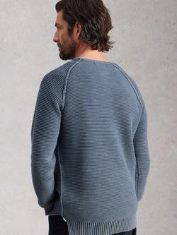 White Stuff Gatley Cotton Henley Jumper, Mid Blue - view 2, Mid Blue