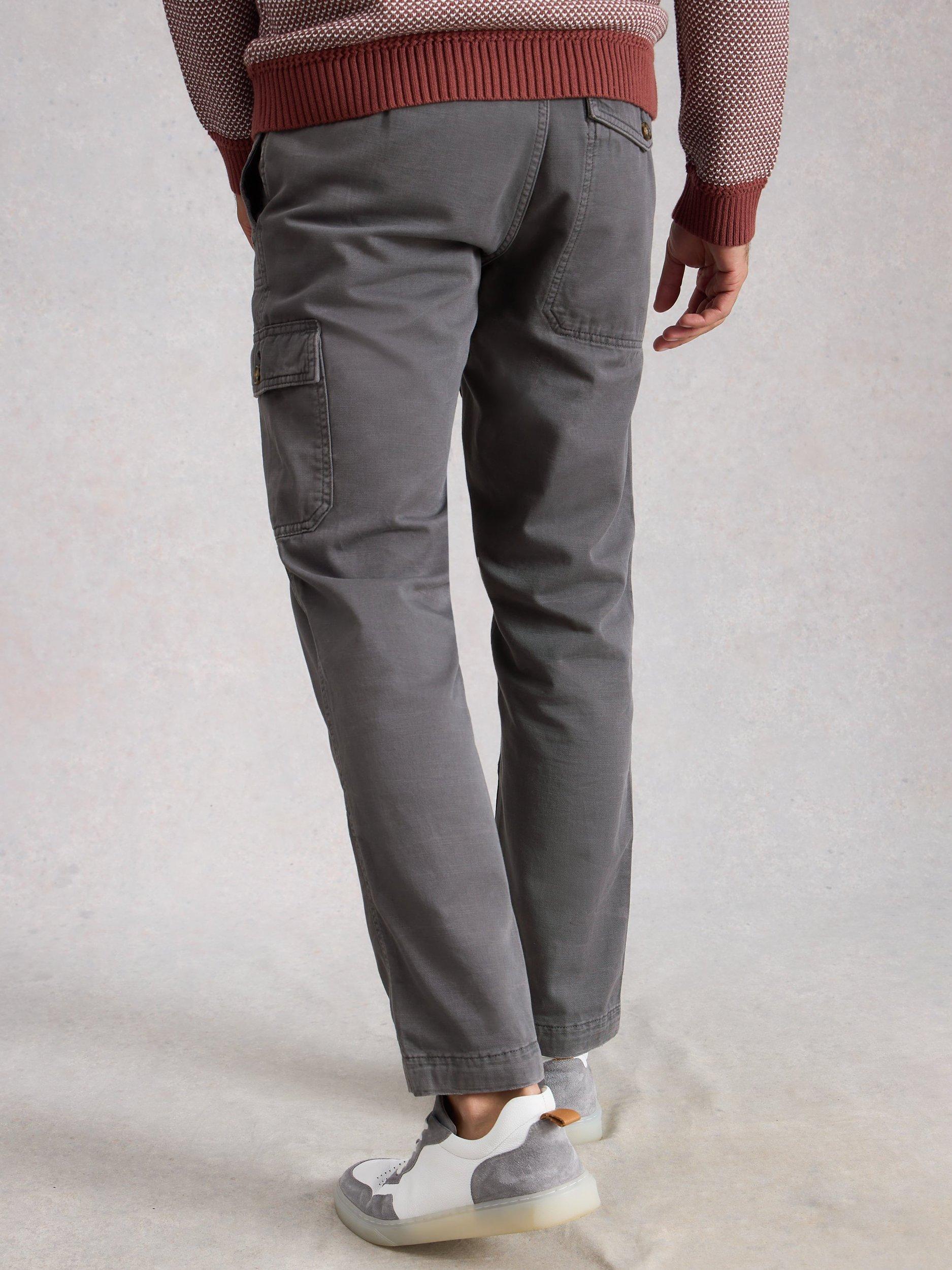 Product image 2 of 11, which shows White Stuff Kemble Cotton Cargo Trousers, Nearly Black, 30S