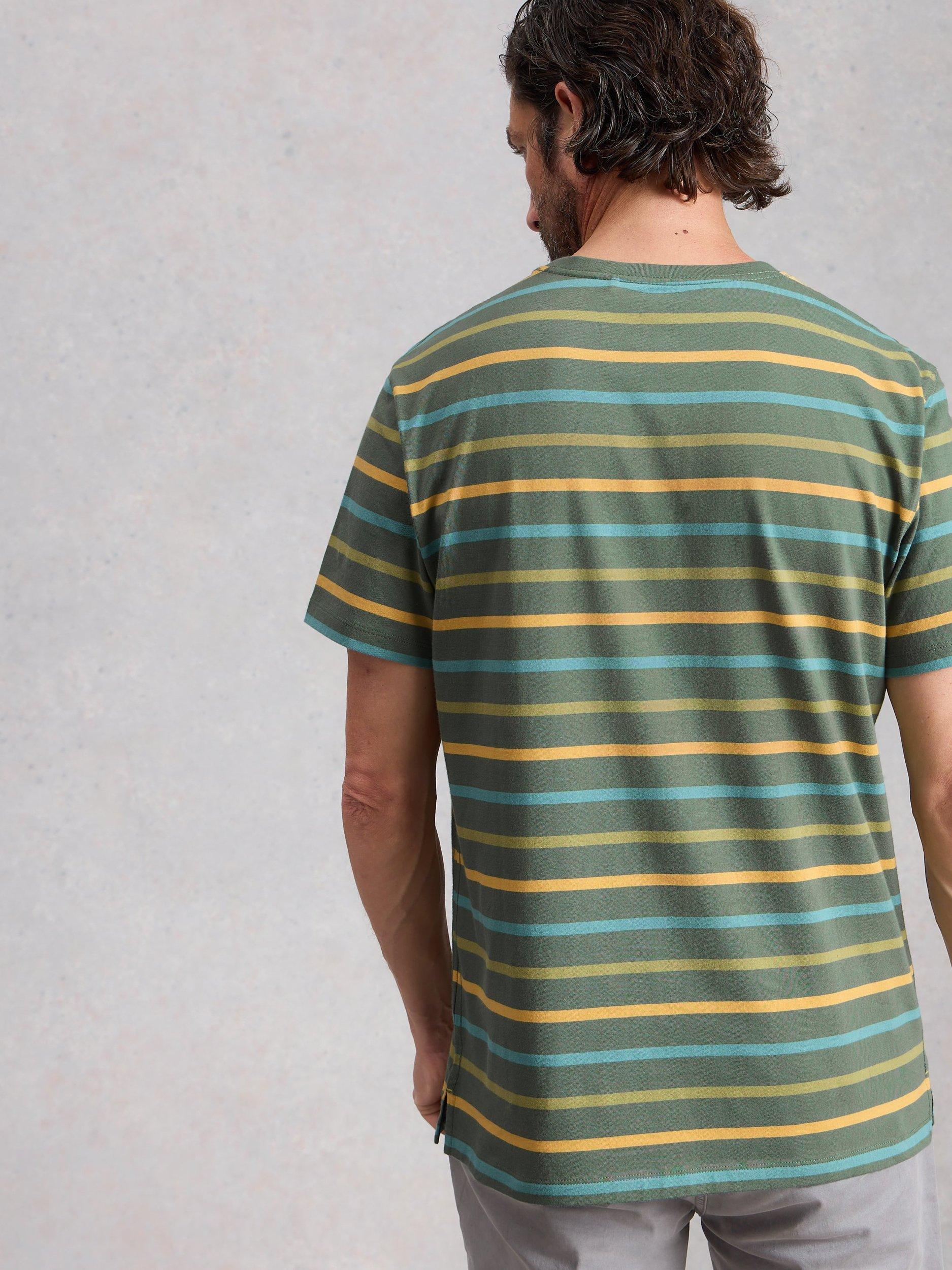 Product image 2 of 6, which shows White Stuff Abersoch Cotton Regular Fit Stripe T-Shirt, Green/Multi, XS