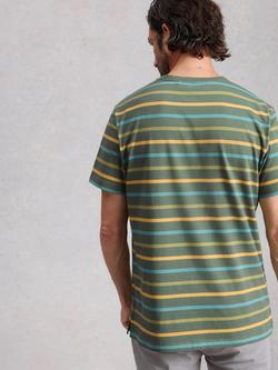White Stuff Abersoch Cotton Regular Fit Stripe T-Shirt, Green/Multi - view 2, Green/Multi