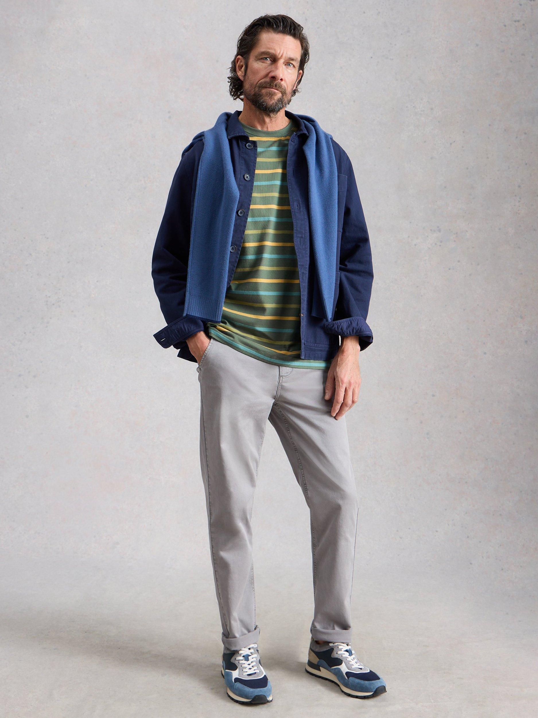 Product image 3 of 6, which shows White Stuff Abersoch Cotton Regular Fit Stripe T-Shirt, Green/Multi, XS