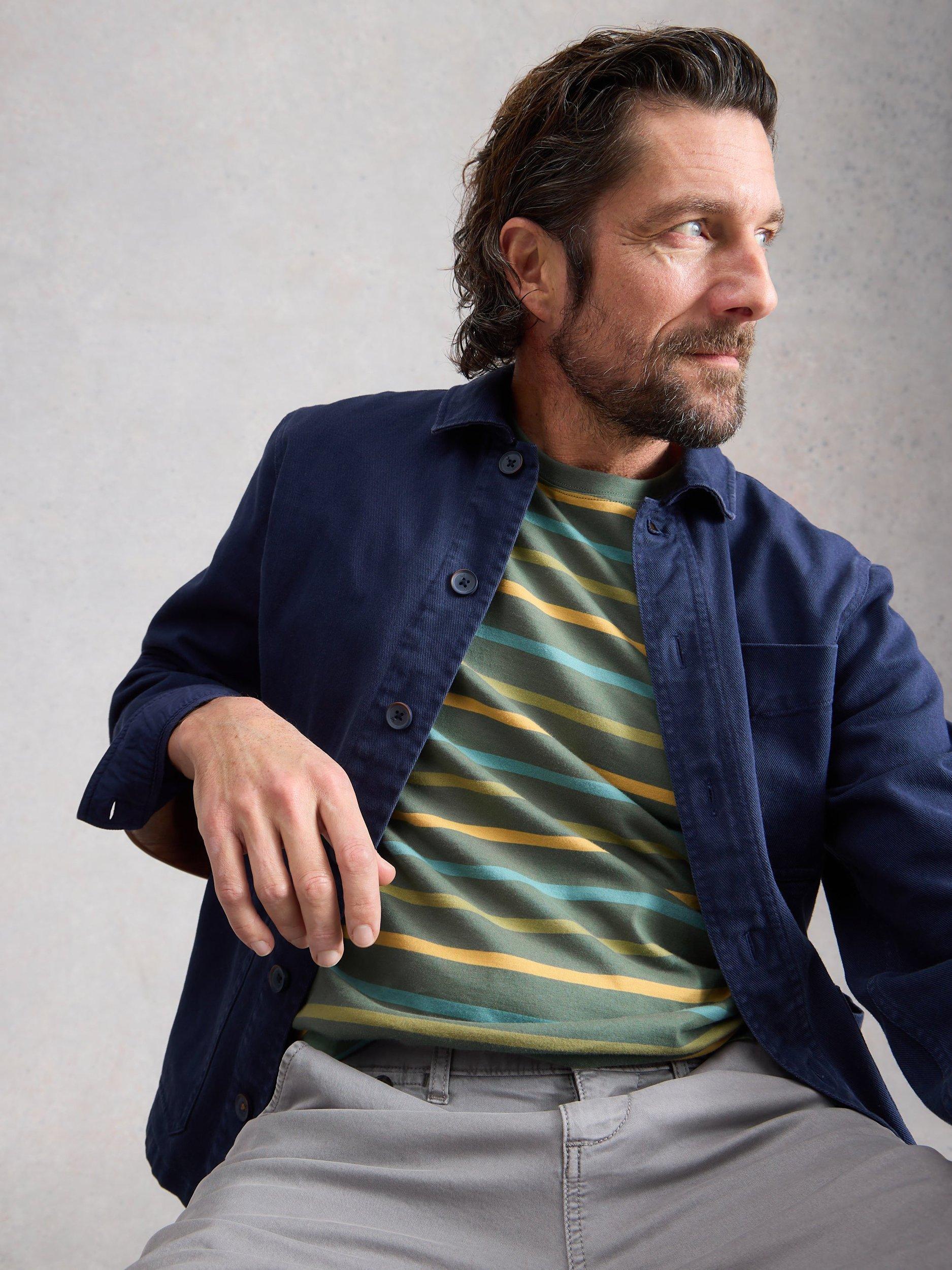 Product image 4 of 6, which shows White Stuff Abersoch Cotton Regular Fit Stripe T-Shirt, Green/Multi, XS