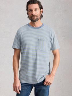 White Stuff Abersoch Cotton Regular Fit Short Sleeve Stripe T-Shirt, Light Blue, Light Blue