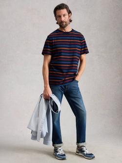 White Stuff Abersoch Cotton Regular Fit Stripe Shirt, Navy, Navy