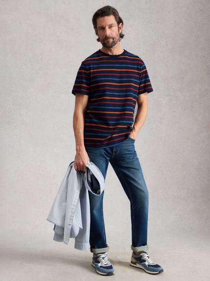 White Stuff Abersoch Cotton Regular Fit Stripe Shirt, Navy, Navy