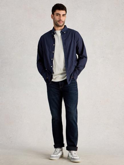 White Stuff Bruton Long Sleeve Cotton Shirt, Blue Midnight