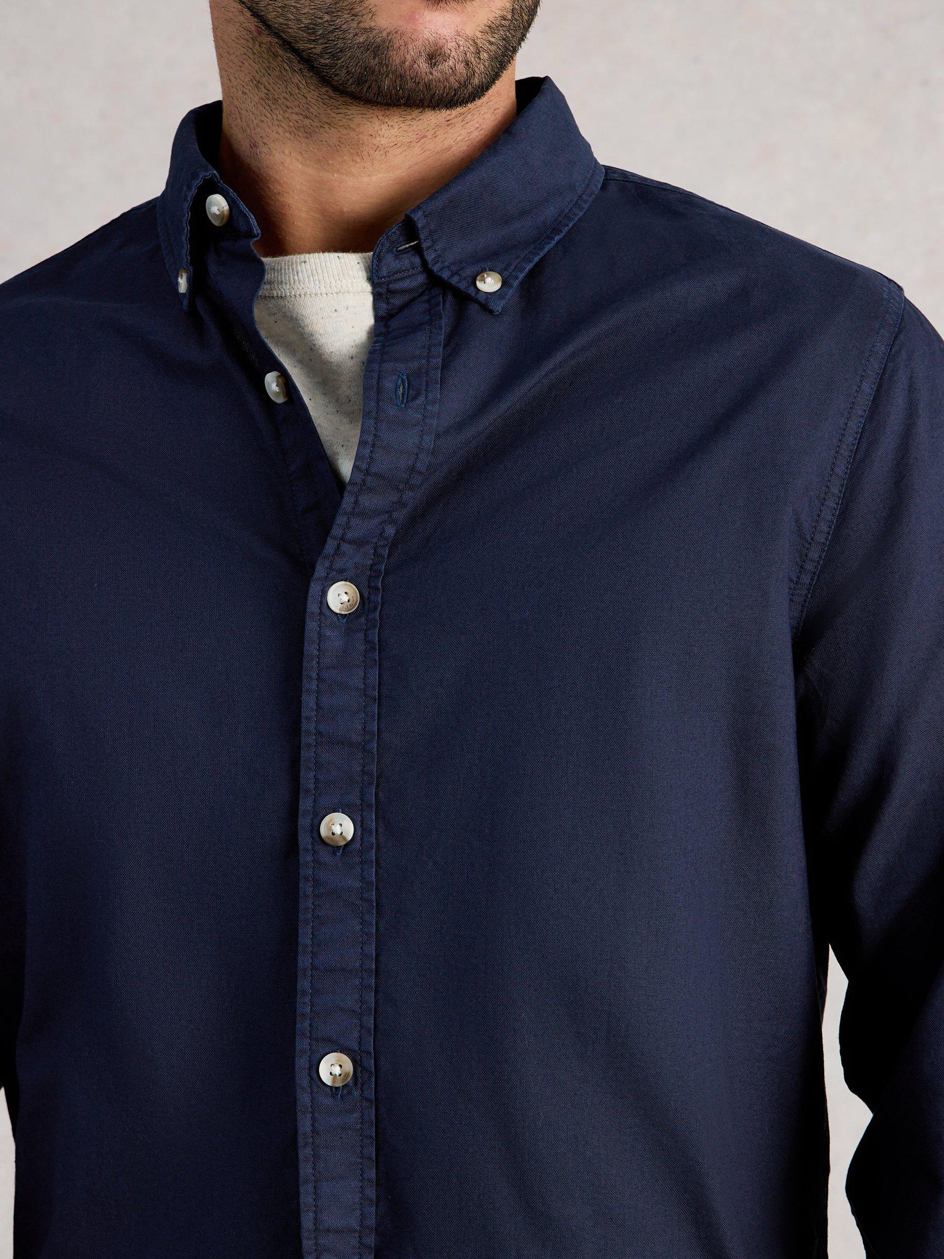 Product image 3 of 6, which shows White Stuff Bruton Long Sleeve Cotton Shirt, Blue Midnight, XS