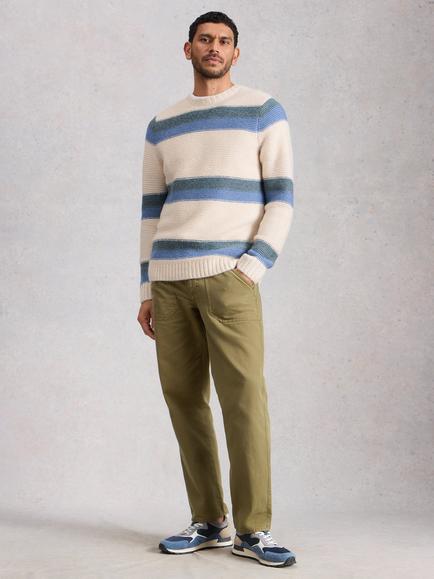 White Stuff Baxton Stripe Crew Neck Jumper, White, White