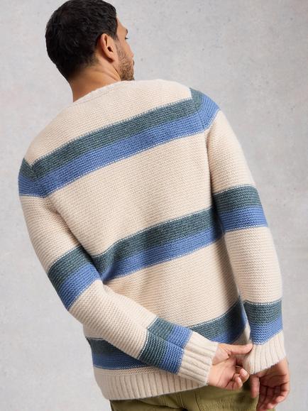 White Stuff Baxton Stripe Crew Neck Jumper, White - view 2, White