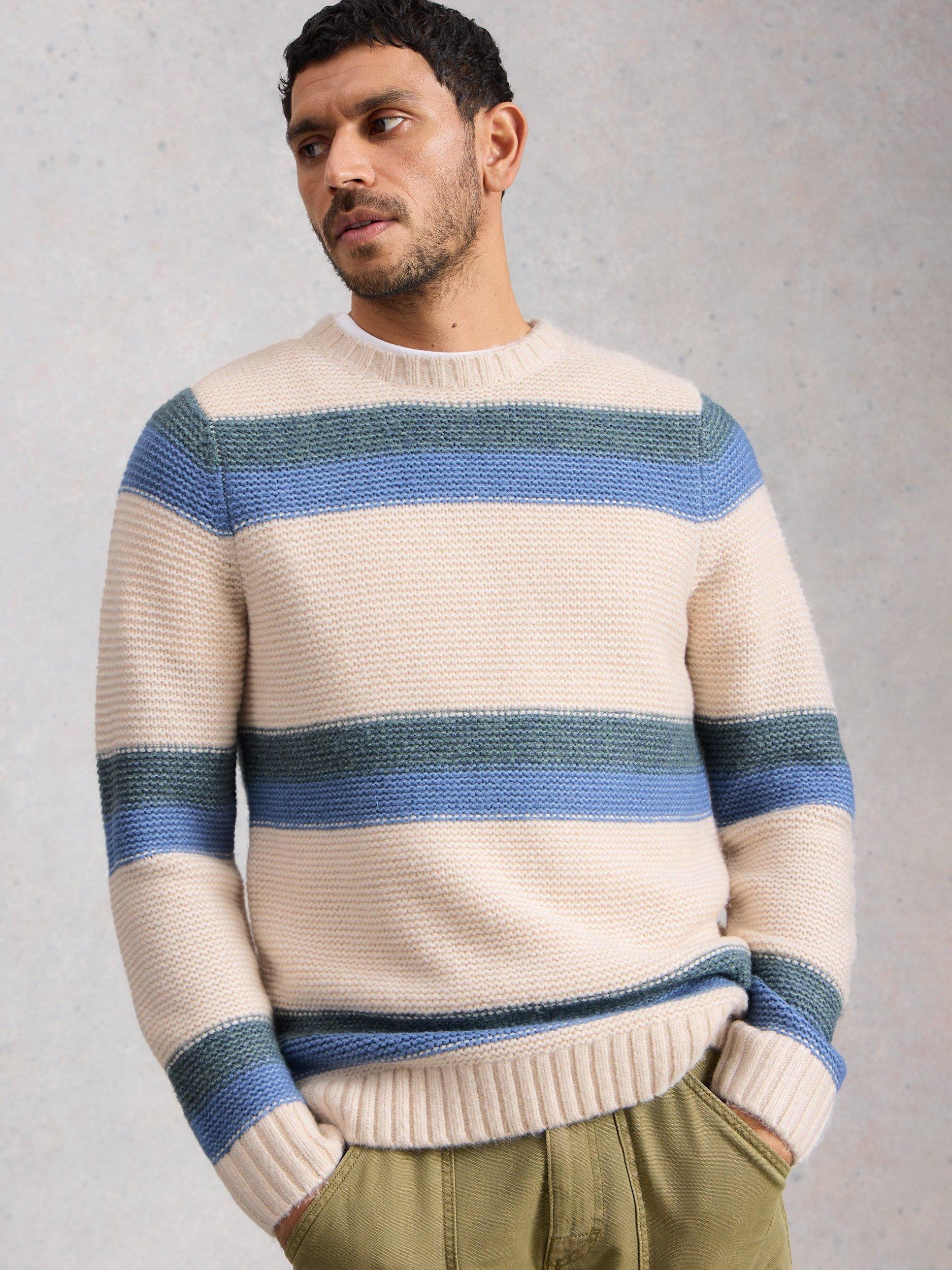 Product image 4 of 6, which shows White Stuff Baxton Stripe Crew Neck Jumper, White, XS