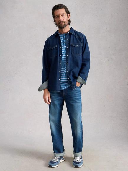 White Stuff Darvel Cotton Regular Fit Denim Shirt, Indigo