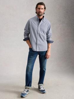 White Stuff Sefton Cotton Regular Fit Stripe Shirt, Light Blue, Light Blue