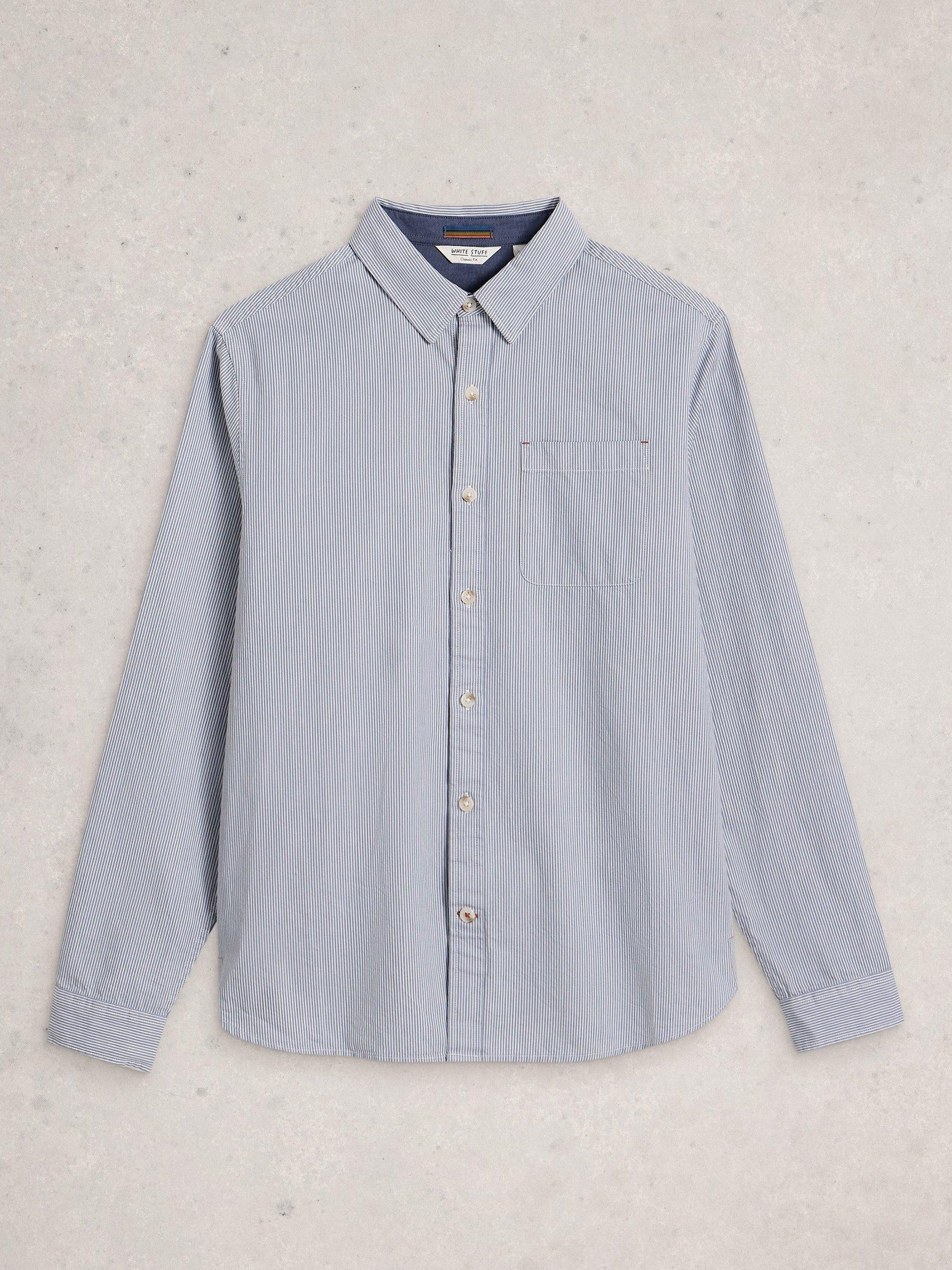 Product image 5 of 6, which shows White Stuff Sefton Cotton Regular Fit Stripe Shirt, Light Blue, XS