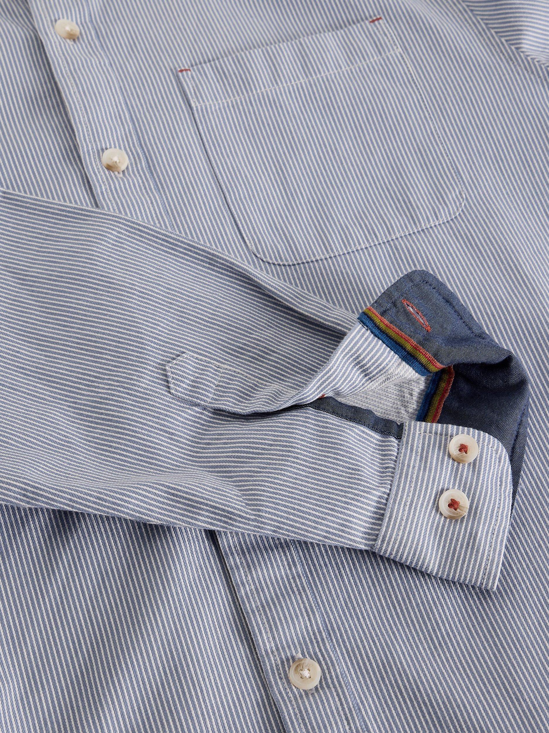 Product image 6 of 6, which shows White Stuff Sefton Cotton Regular Fit Stripe Shirt, Light Blue, XS