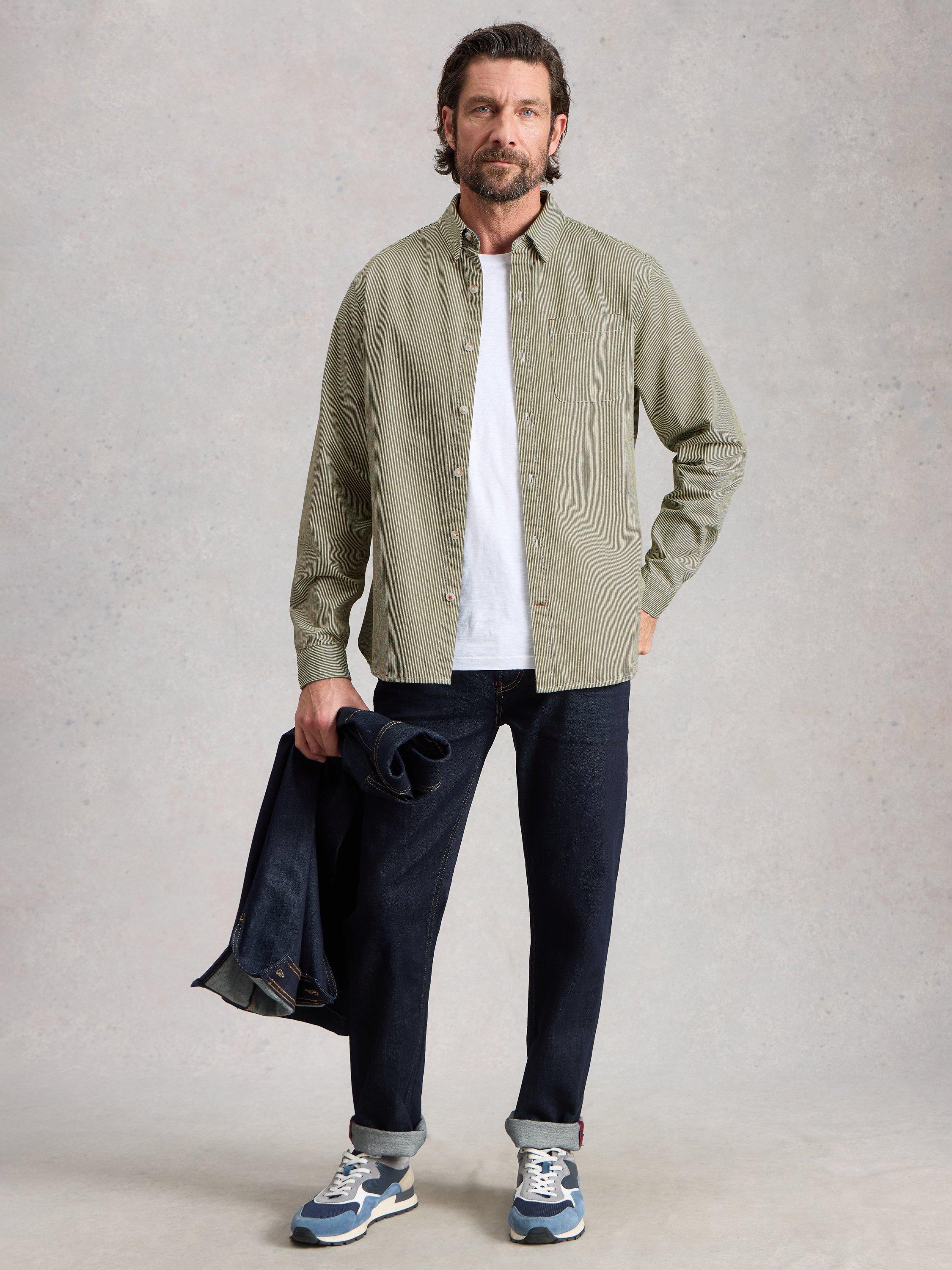 Product image 1 of 6, which shows White Stuff Sefton Cotton Regular Fit Stripe Shirt, Light Green, XS