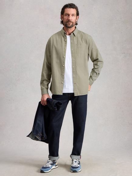 White Stuff Sefton Cotton Regular Fit Stripe Shirt, Light Green, Light Green