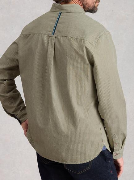 White Stuff Sefton Cotton Regular Fit Stripe Shirt, Light Green - view 2, Light Green