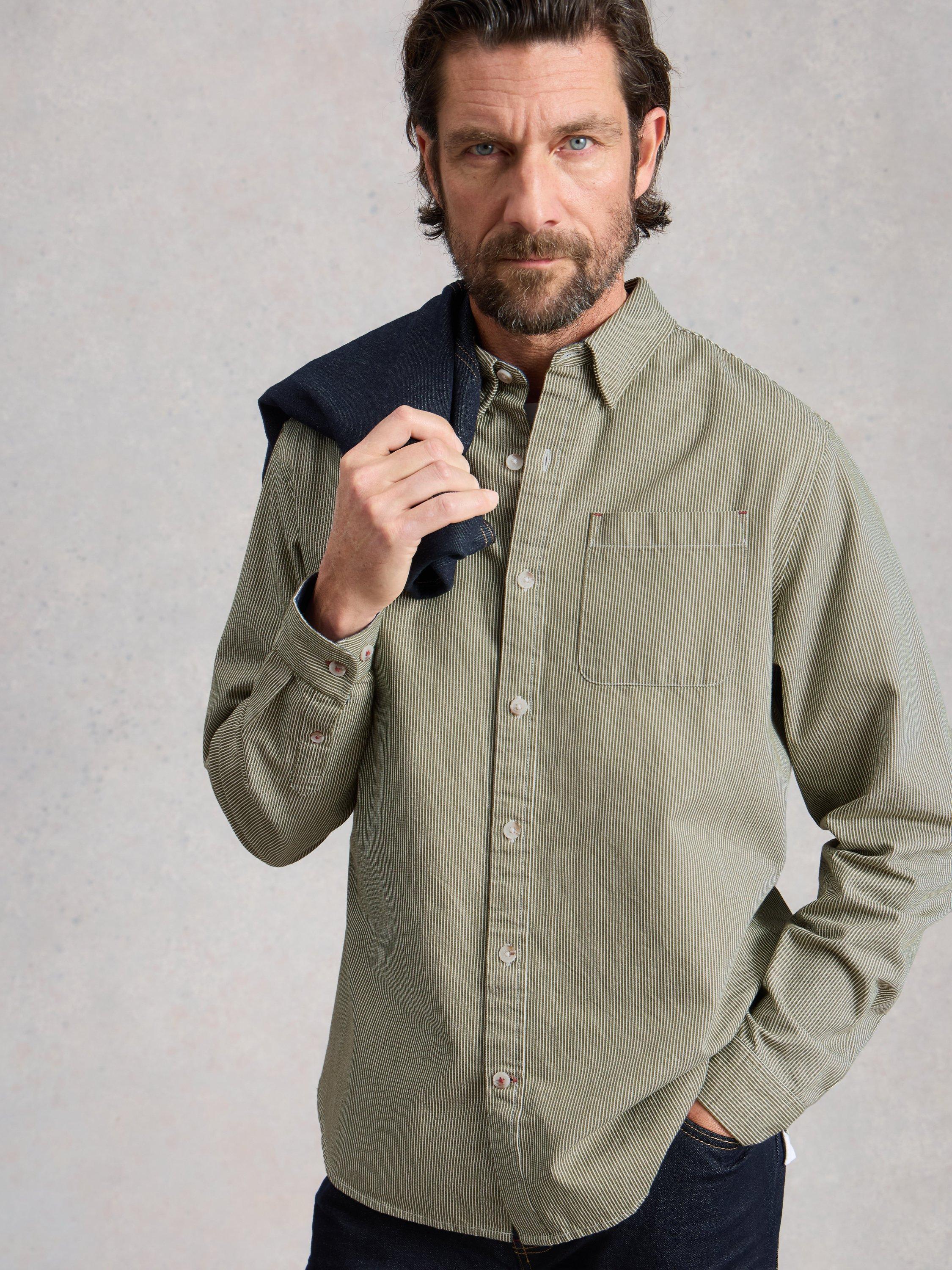 Product image 4 of 6, which shows White Stuff Sefton Cotton Regular Fit Stripe Shirt, Light Green, XS