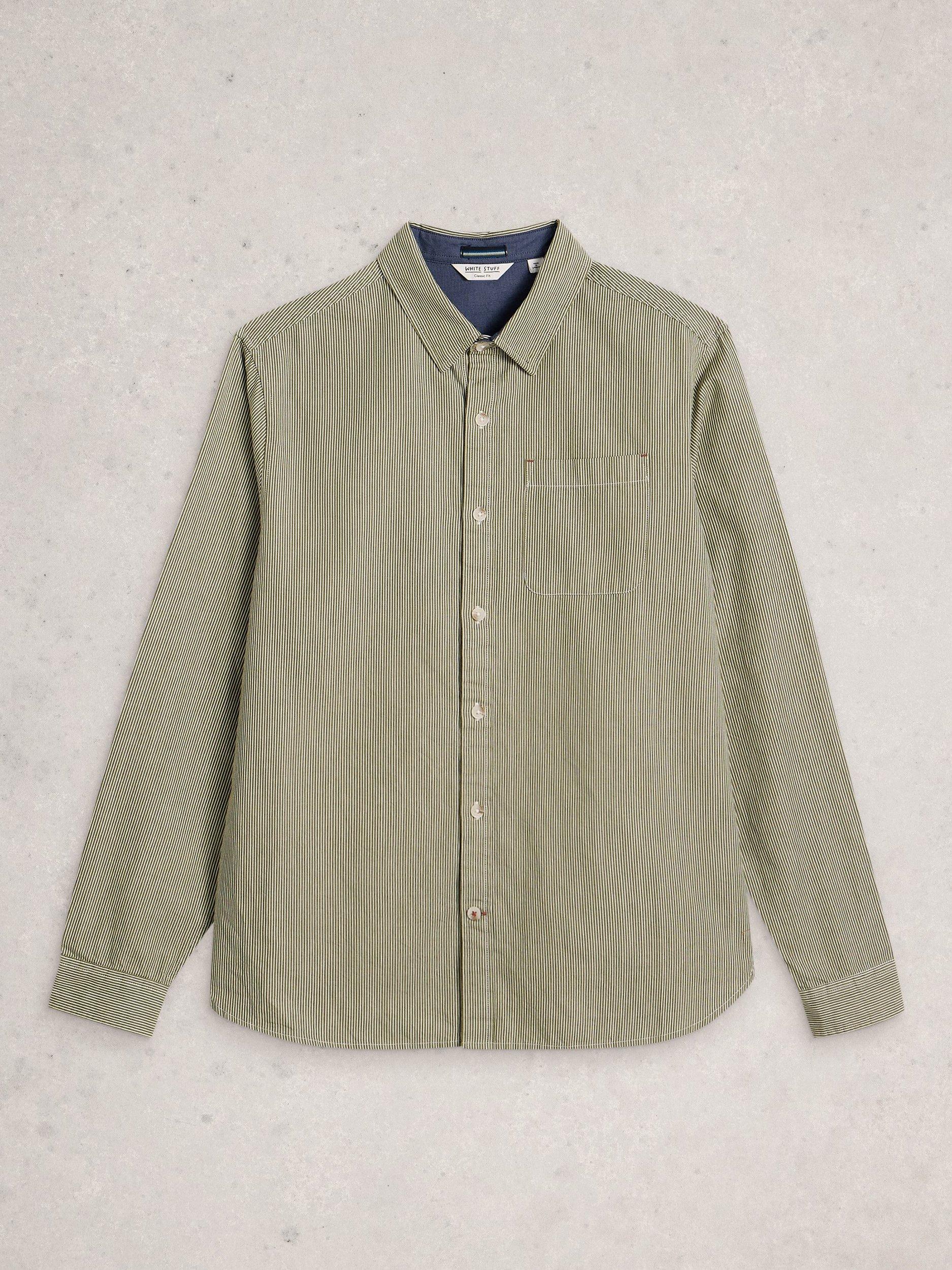 Product image 5 of 6, which shows White Stuff Sefton Cotton Regular Fit Stripe Shirt, Light Green, XS