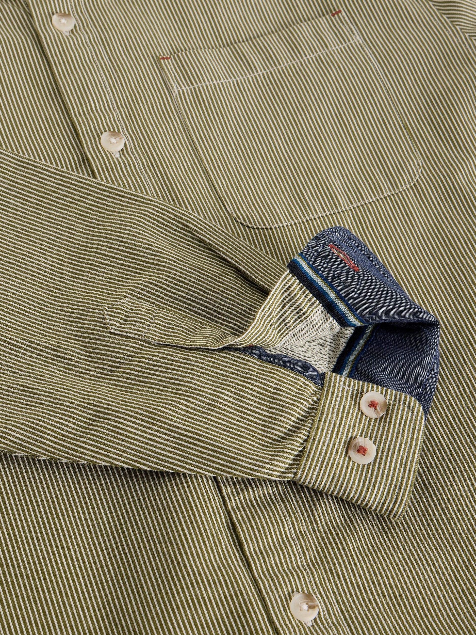 Product image 6 of 6, which shows White Stuff Sefton Cotton Regular Fit Stripe Shirt, Light Green, XS