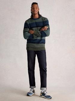 White Stuff Twisted Colour Block Crew Neck Jumper, Blue Navy, Blue Navy