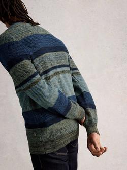 White Stuff Twisted Colour Block Crew Neck Jumper, Blue Navy - view 2, Blue Navy