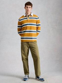 White Stuff Bletchley Striped Rugby Shirt, Orange/Grey/White - view 2, Orange/Grey/White