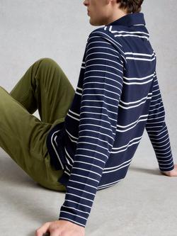 White Stuff Porth Rugby Style Long Sleeve Polo Top, Navy/White - view 2, Navy/White